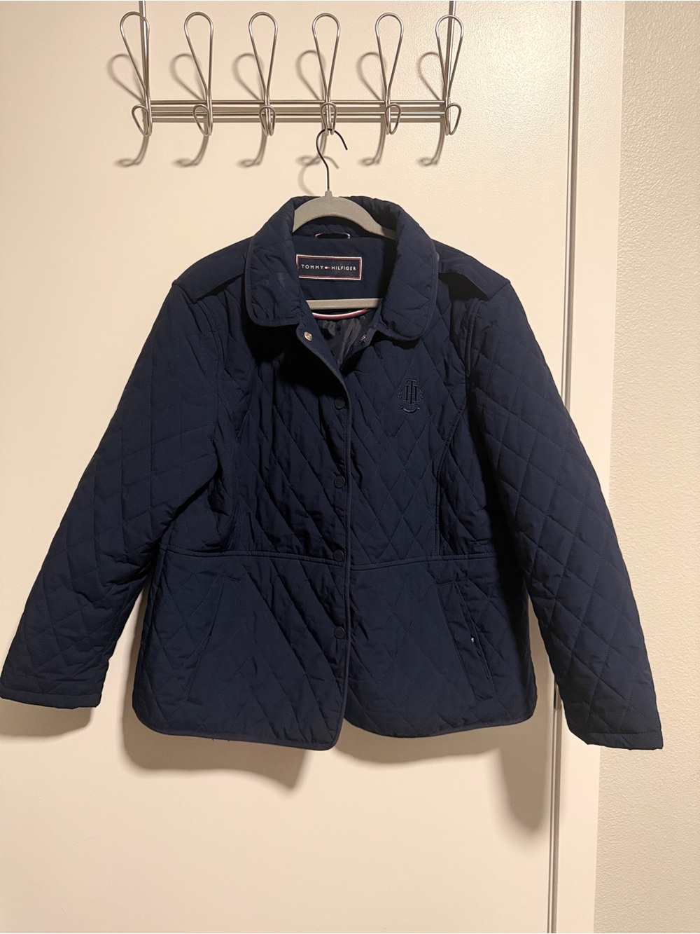 Tommy Hilfiger Navy Quilted Puffer Jacket with Embroidered Logo
